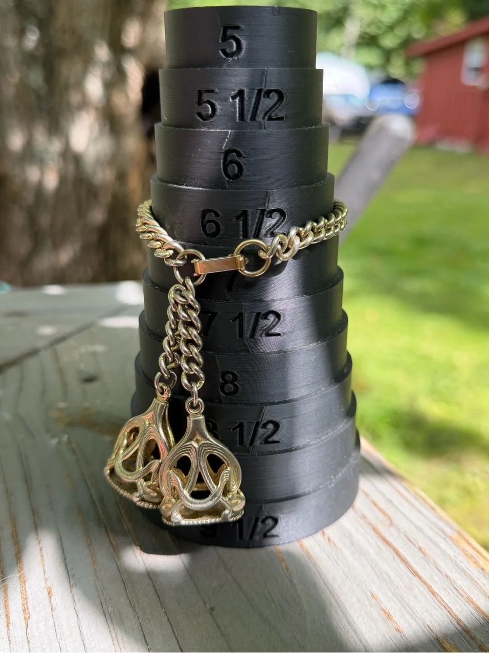 VTG 50s 60s Gold-Tone Double Tassel Watch Fob Chain Charm Bracelet (Napier?)